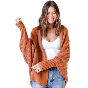 New! HYFVE Knit Crochet Cocoon Oversized Cardigan Bohemian Wrap Sweater